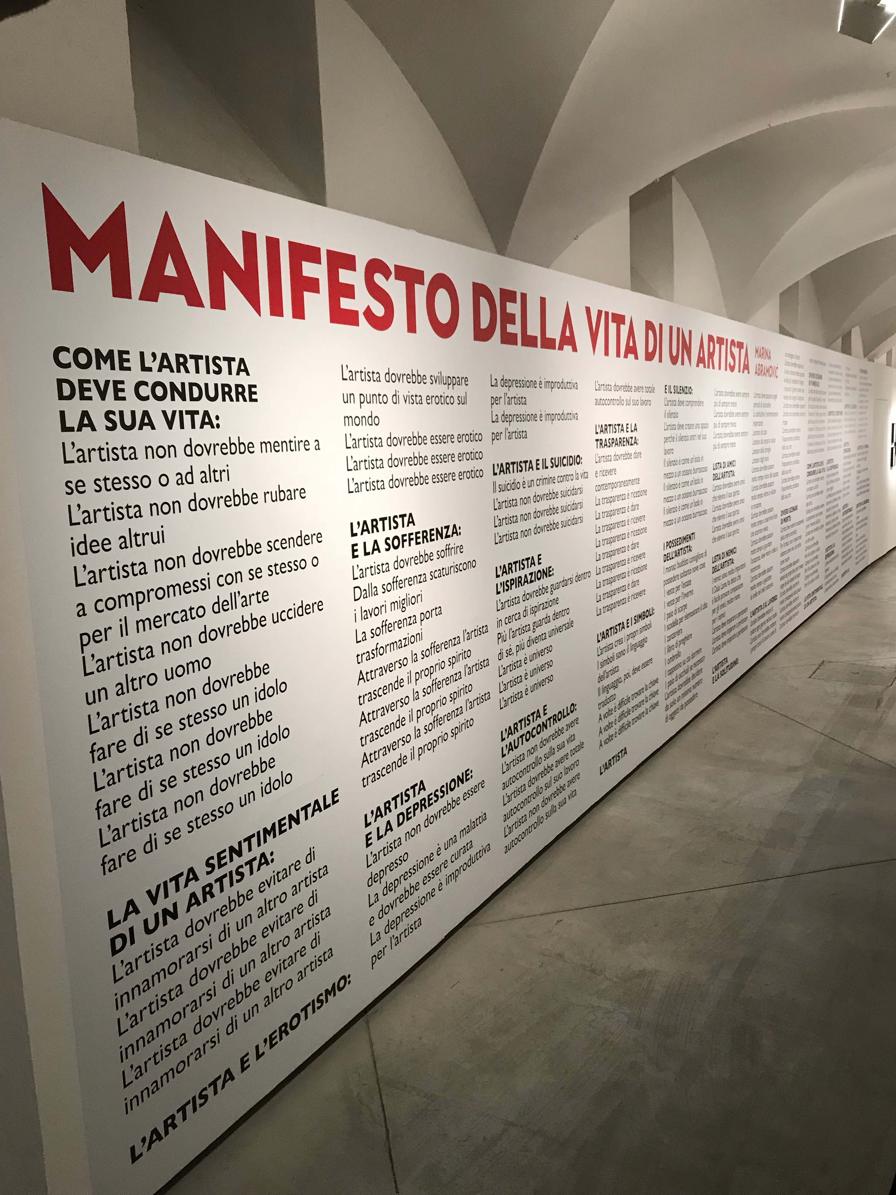 Marina Abramovic Manifesto